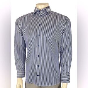 Eton Dress Shirt Contemporary Fit Made to Measure Navy/White Stripe Size 41/16